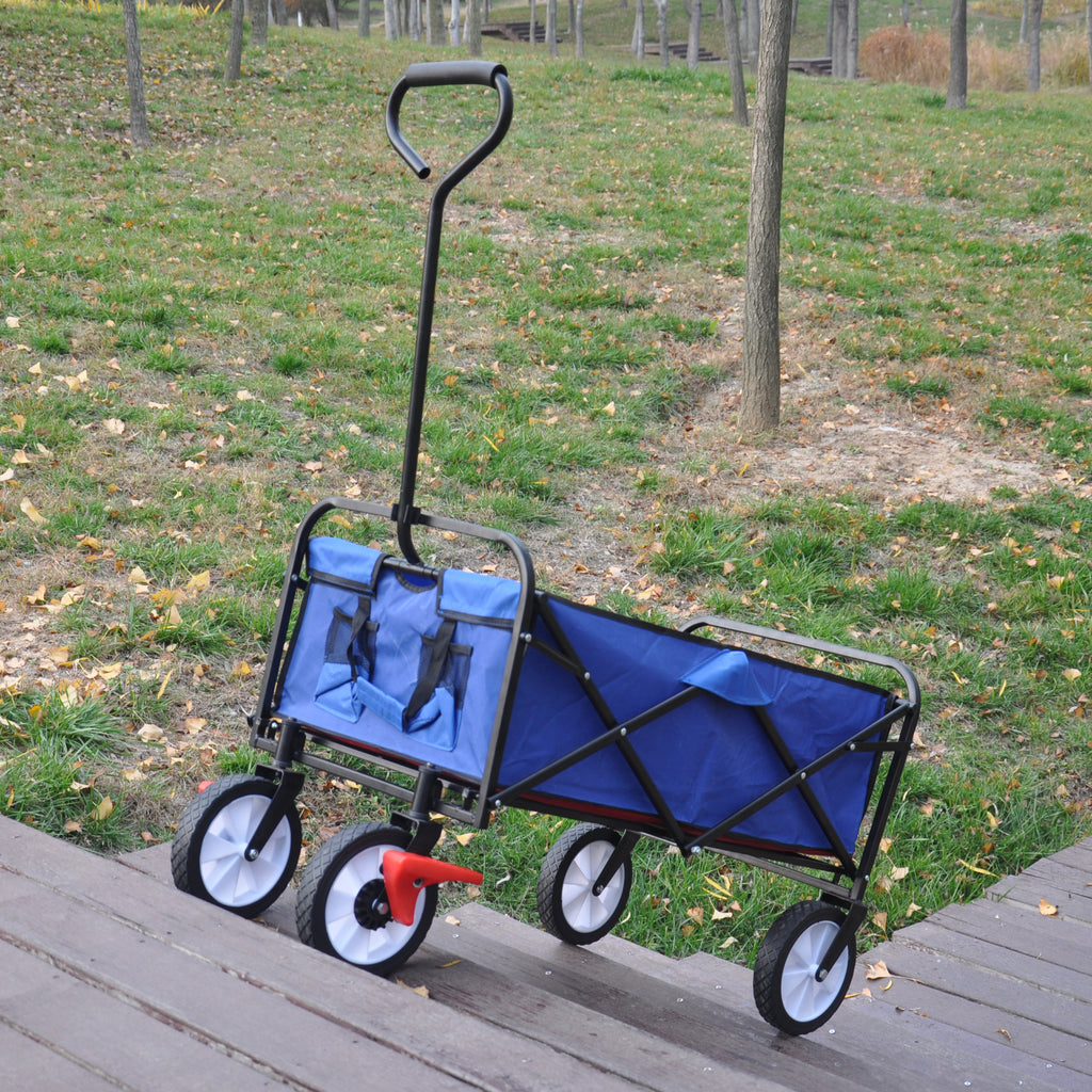 Leoglint Garden cart Folding Wagon Garden Shopping Beach Cart (blue)