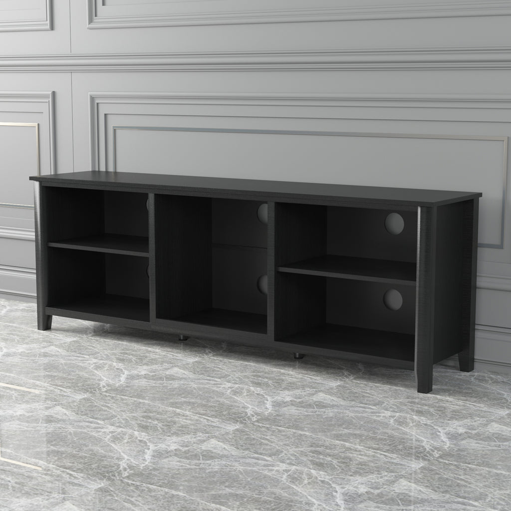 Leoglint TV Stand Storage Media Console Entertainment Center,Tradition Black