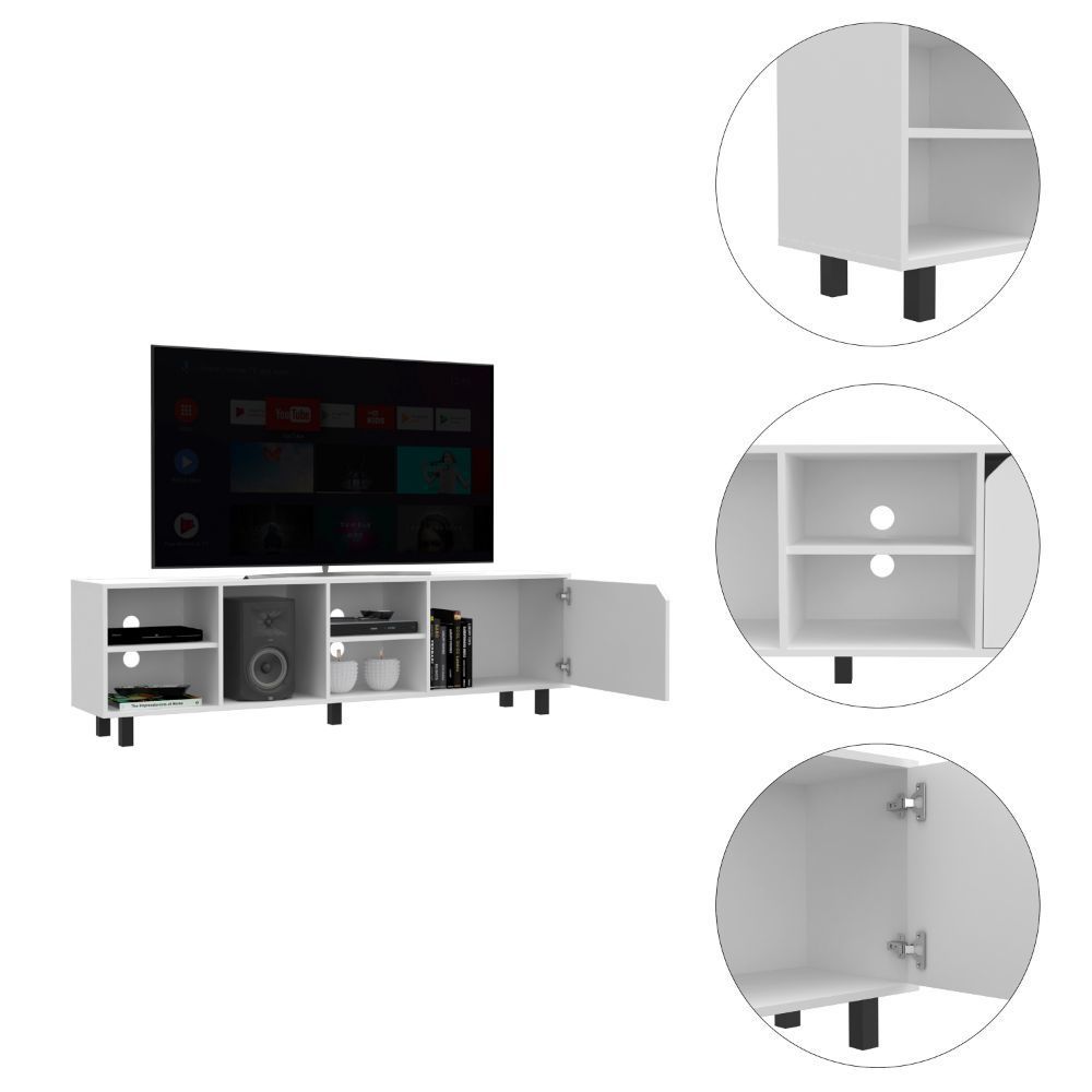 Leoglint TV Stand for TV´s up 70" Estocolmo, Four Open Shelves, White Finish