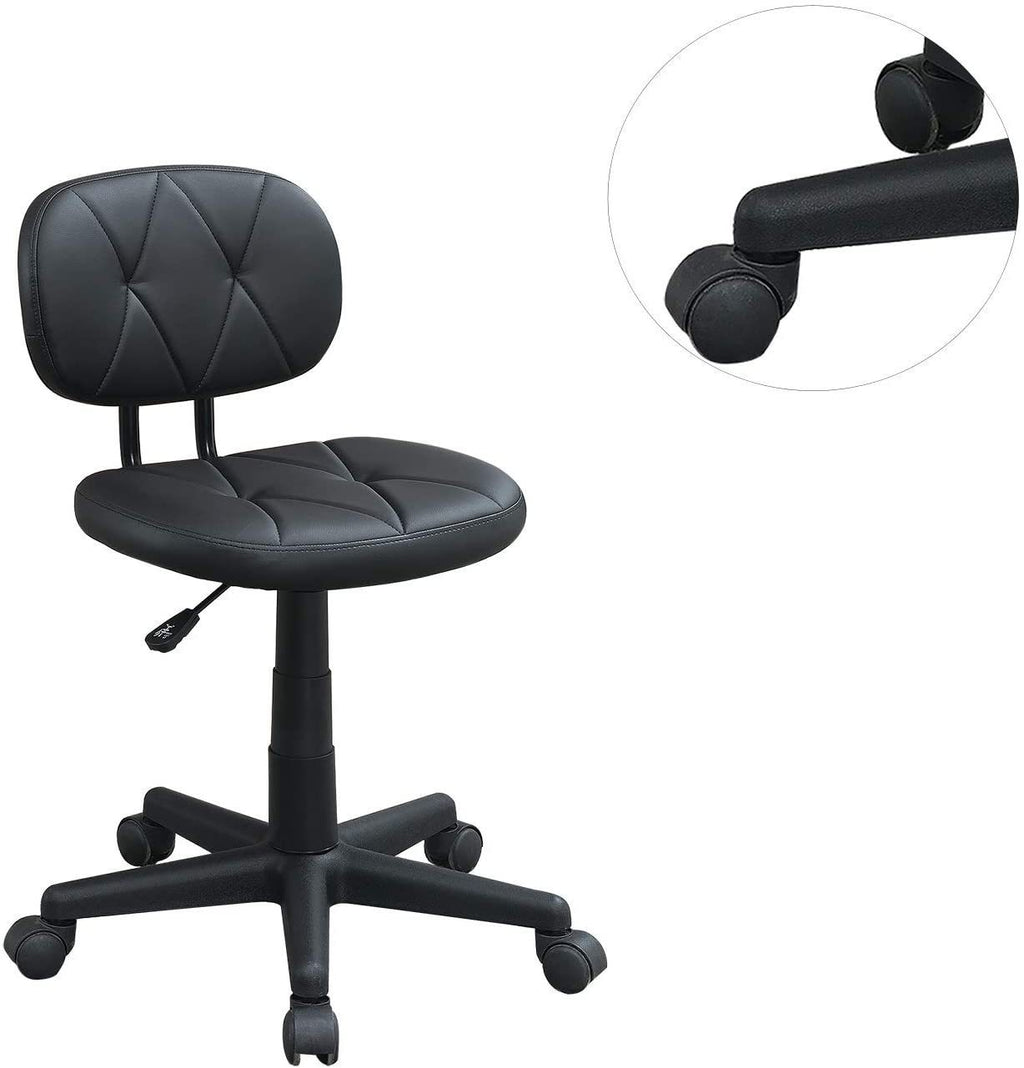 Leoglint Modern 1pc Office Chair Black Tufted Design Upholstered Chairs with wheels