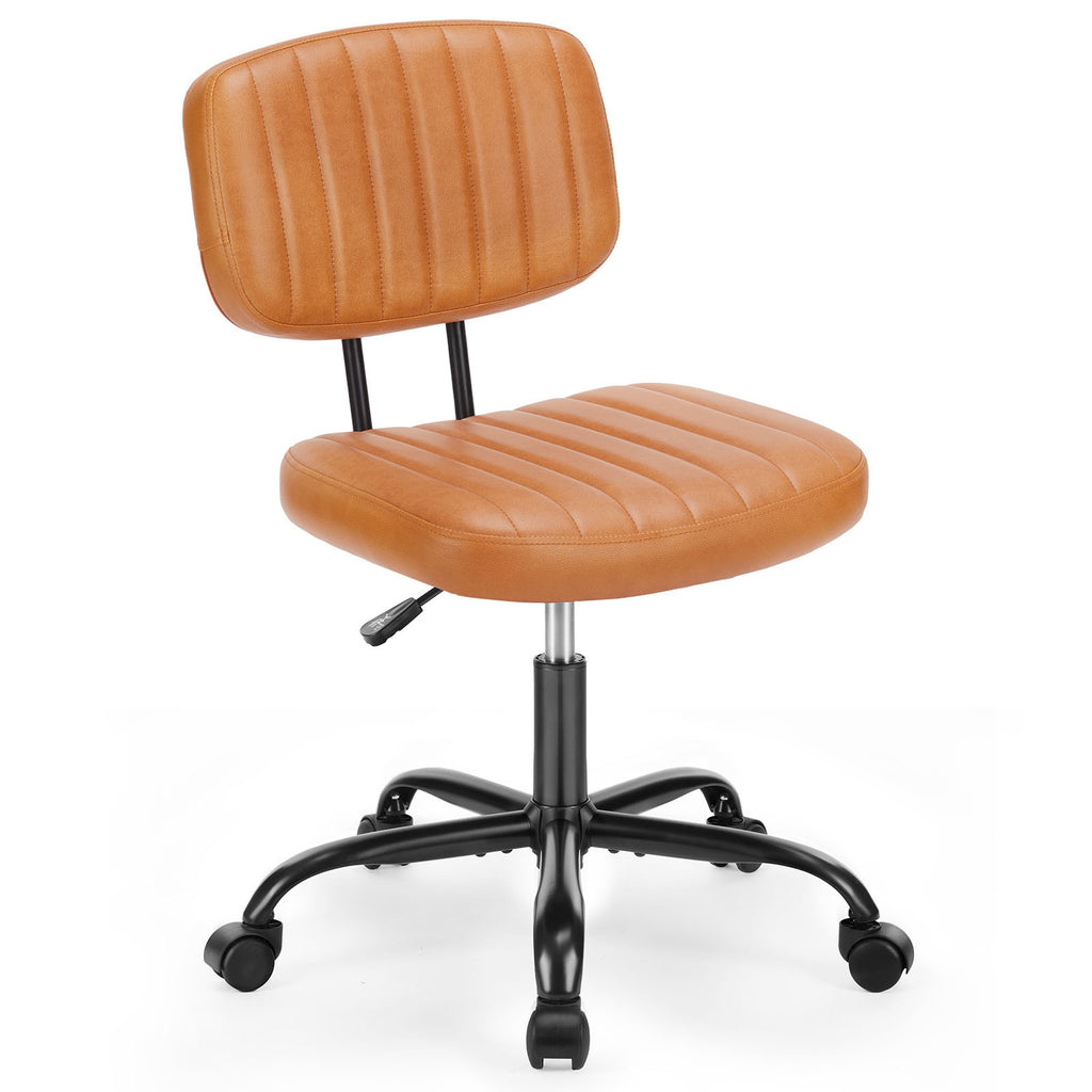 Leoglint SWEETCRISPY PU Leather Low Back Task Chair Small Home Office Chair with Wheels