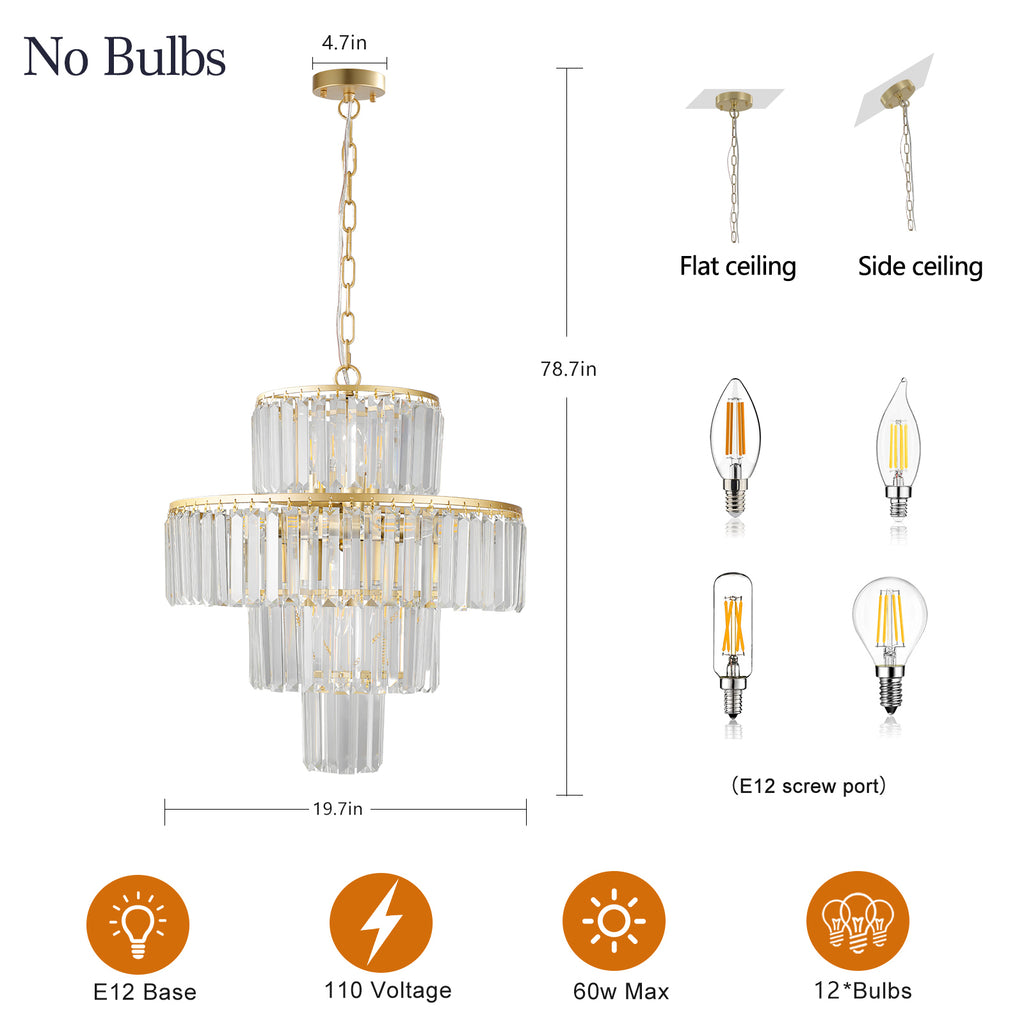 Leoglint Pendant Crystal Chandelier Modern Chandeliers Lights Fixture Hanging Pendant Light Fixture for Dining Room Bedroom Living Room Dia 19.7 Inch