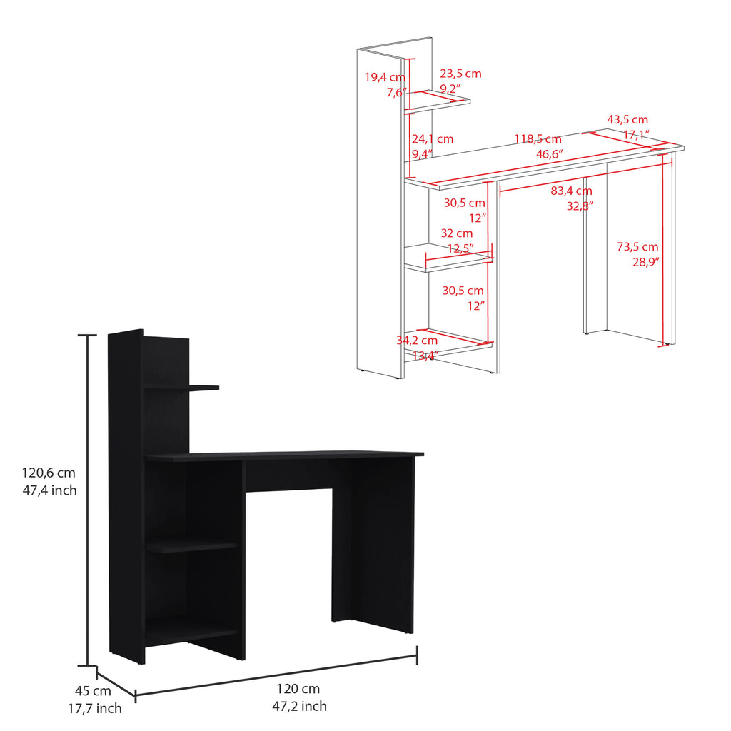 Leoglint Vilna 120 Writing Office Desk , Four Shelves