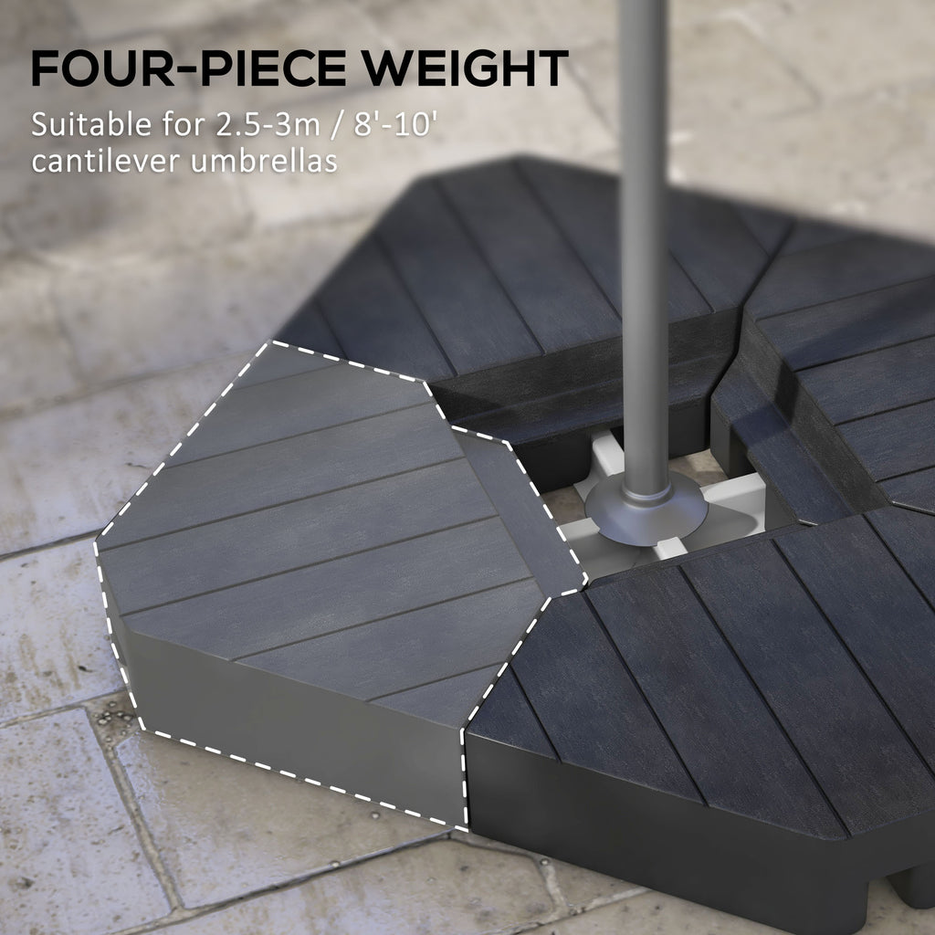 Leoglint 4 Piece Patio Cantilever Outdoor Umbrella Base Weight Set, Outdoor Offset Umbrella Weights for Umbrella Stand, 132 lb. Capacity Water or 176 lb. Capacity Sand, Black