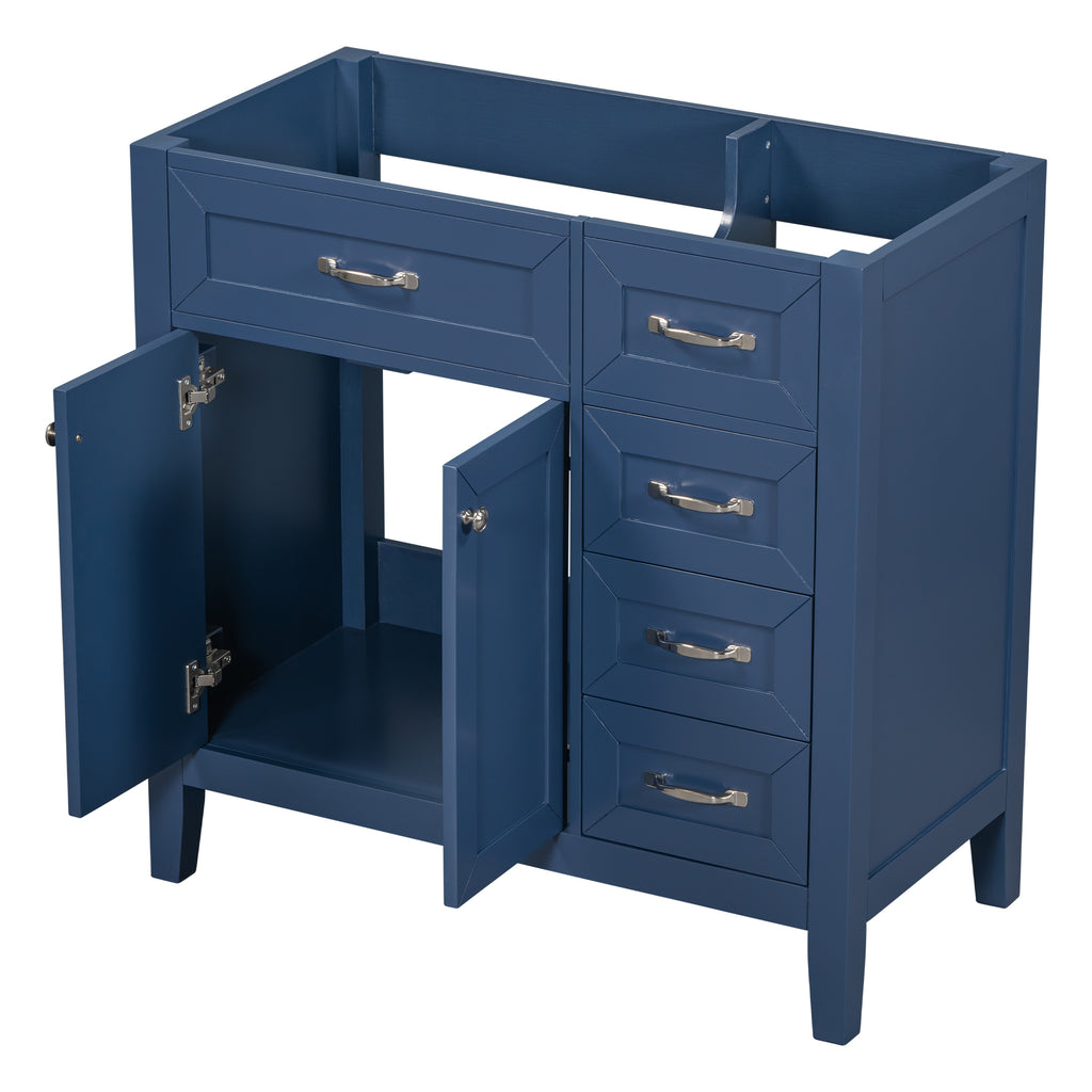 Leoglint 36" Bathroom Vanity without Sink, Cabinet Base Only, Bathroom Cabinet with Drawers, Solid Frame and MDF Board, Blue