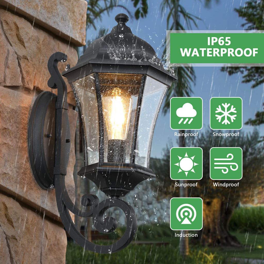 Leoglint Pendant Outdoor Waterproof Glass Retro Wall Lamp Chandelier with light sense