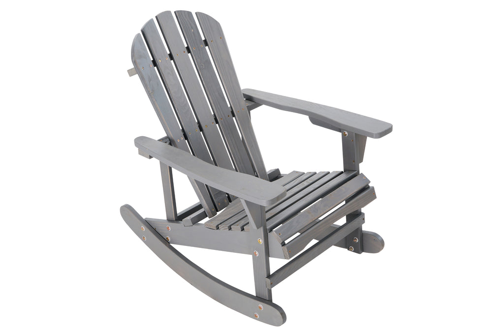 Leoglint Adirondack Rocking Outdoor Chair Solid Wood Chairs Finish Outdoor Furniture for Patio, Backyard, Garden - Gray