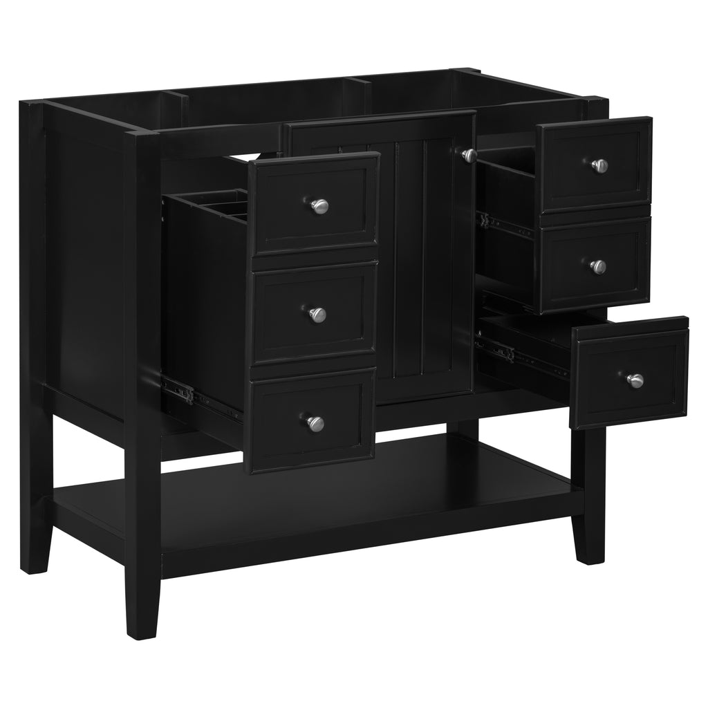 Leoglint 36" Bathroom Vanity without Sink, Cabinet Base Only, One Cabinet and three Drawers, Black