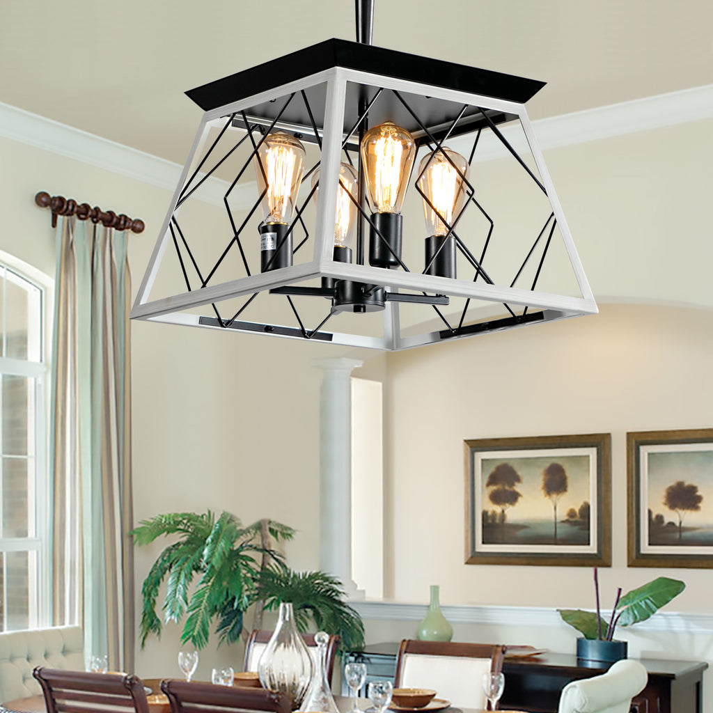 Leoglint Pendant 4-Light Farmhouse Chandeliers For Dining Room White(No Bulbs)