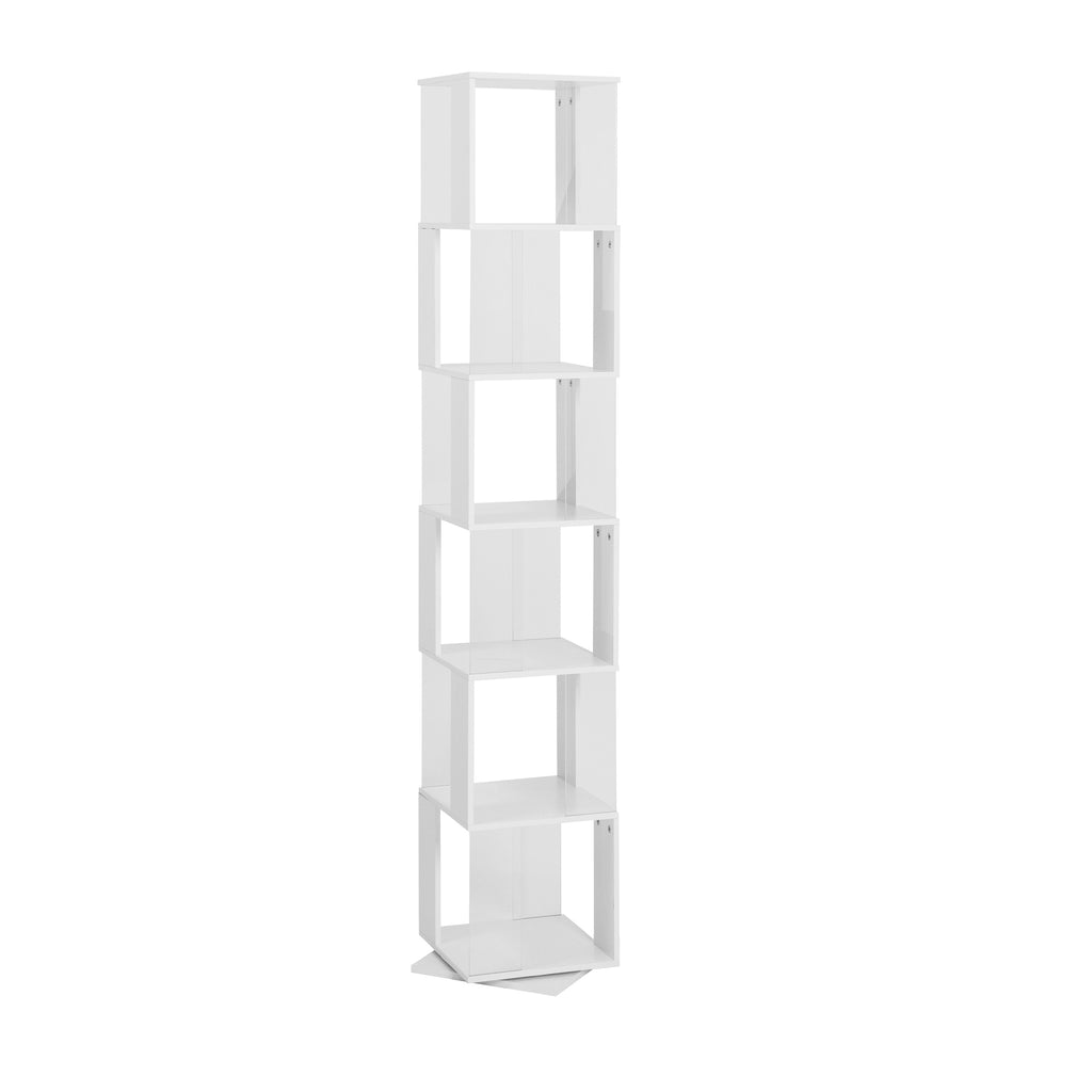 Leoglint 6 tier Rotating Bookshelf, Floor Rack Simple Bookcase  with Acrylic plate Student Multi-Function Creative Bookshelf for Living Room