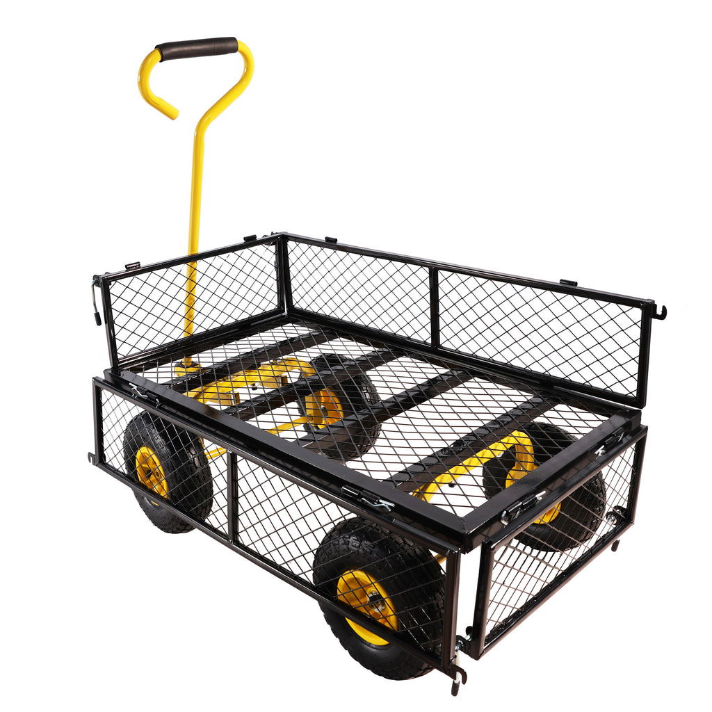 Leoglint Wagon Cart Garden cart trucks make it easier to transport firewood Yellow+Black