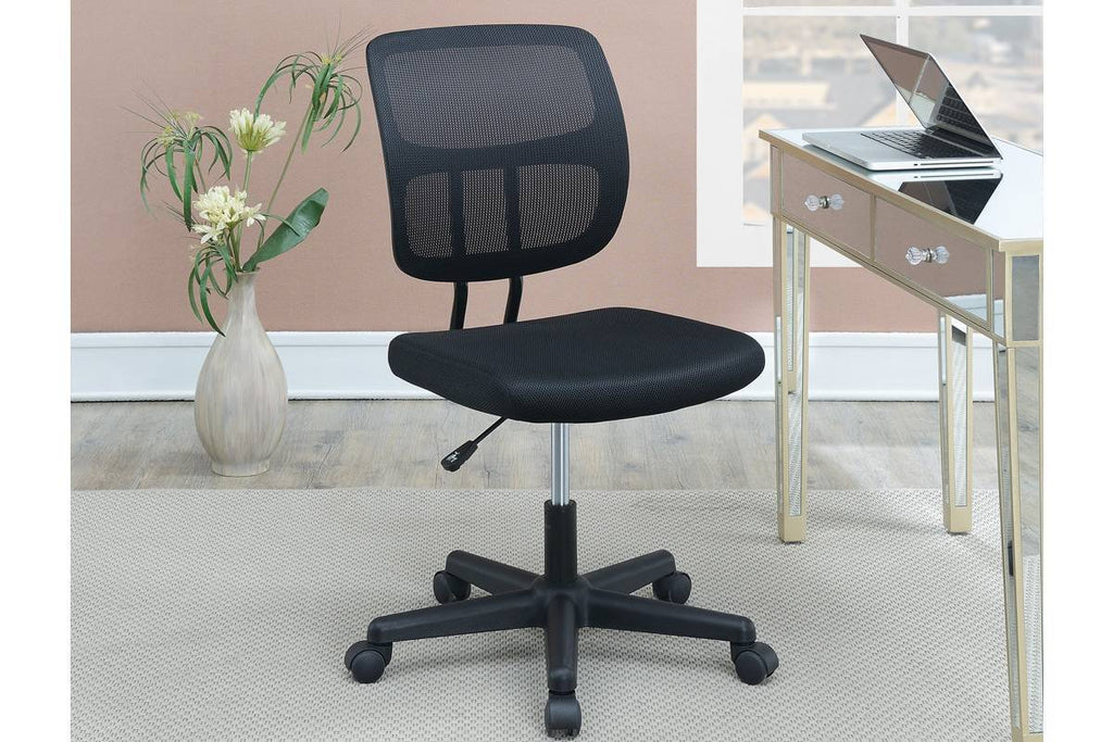 Leoglint Elegant Design 1pc Office Chair Black Mesh Desk Chairs wheels Breathable Material Seats