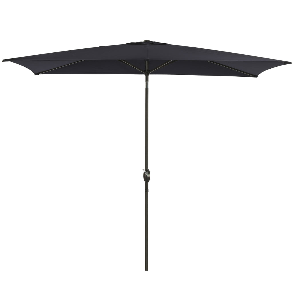 Leoglint 6.5ft * 10ft Rectangular Patio Outdoor Umbrella with Push Button Tilt & Crank, Outdoor Table Market Umbrella with Aluminum Pole - Black