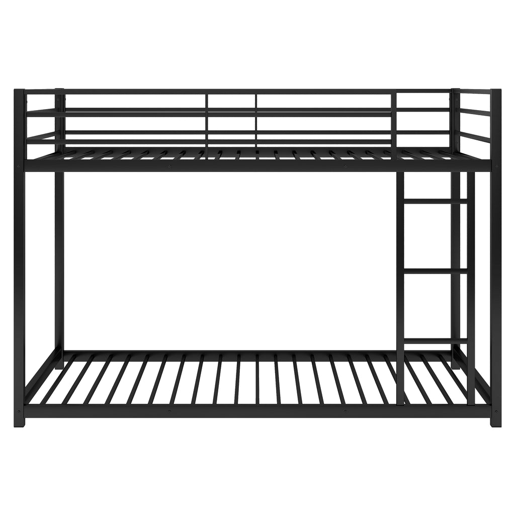 Leoglint Twin over Twin Metal Bunk Bed Frame, Low Bunk Bed with Ladder, Black(OLD SKU:WF282465AAB)