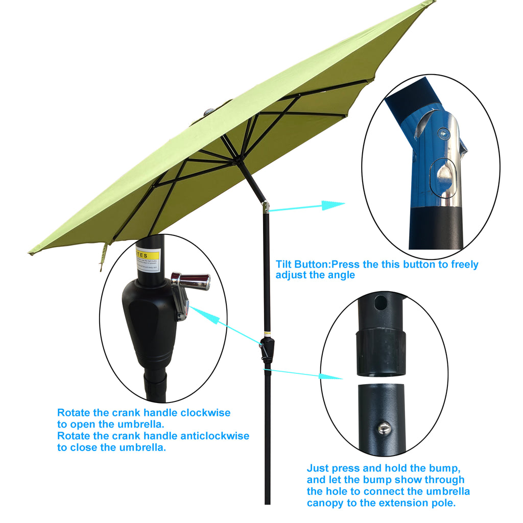 Leoglint 6 x 9ft  Patio Outdoor Umbrella Waterproof Umbrella with Crank and Push Button Tilt without flap for Garden Backyard Pool  Swimming Pool Market