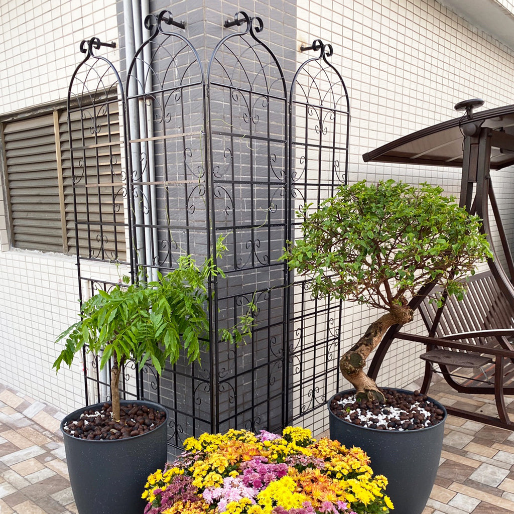 Leoglint 2 Pack Metal Garden Trellis 86.7" x 19.7" Rustproof Trellis for Climbing Plants Outdoor Flower Support Black