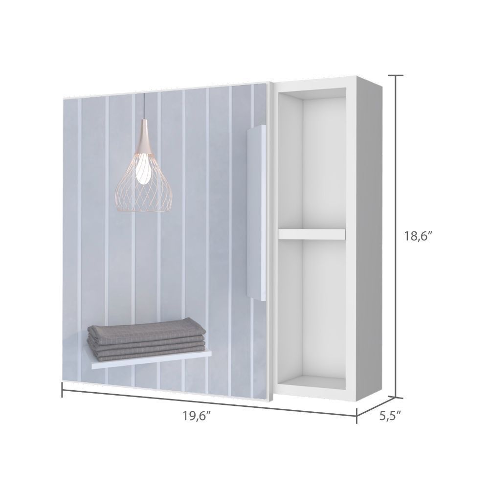 Leoglint Oman Medicine Cabinet, Three Internal Shelves, Single Door, Two External Shelves -White