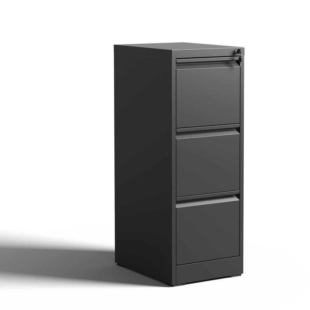 Leoglint 3 Drawer Metal Vertical File Cabinet with Lock Office Home Steel Vertical File Cabinet for A4 Legal/Letter Size