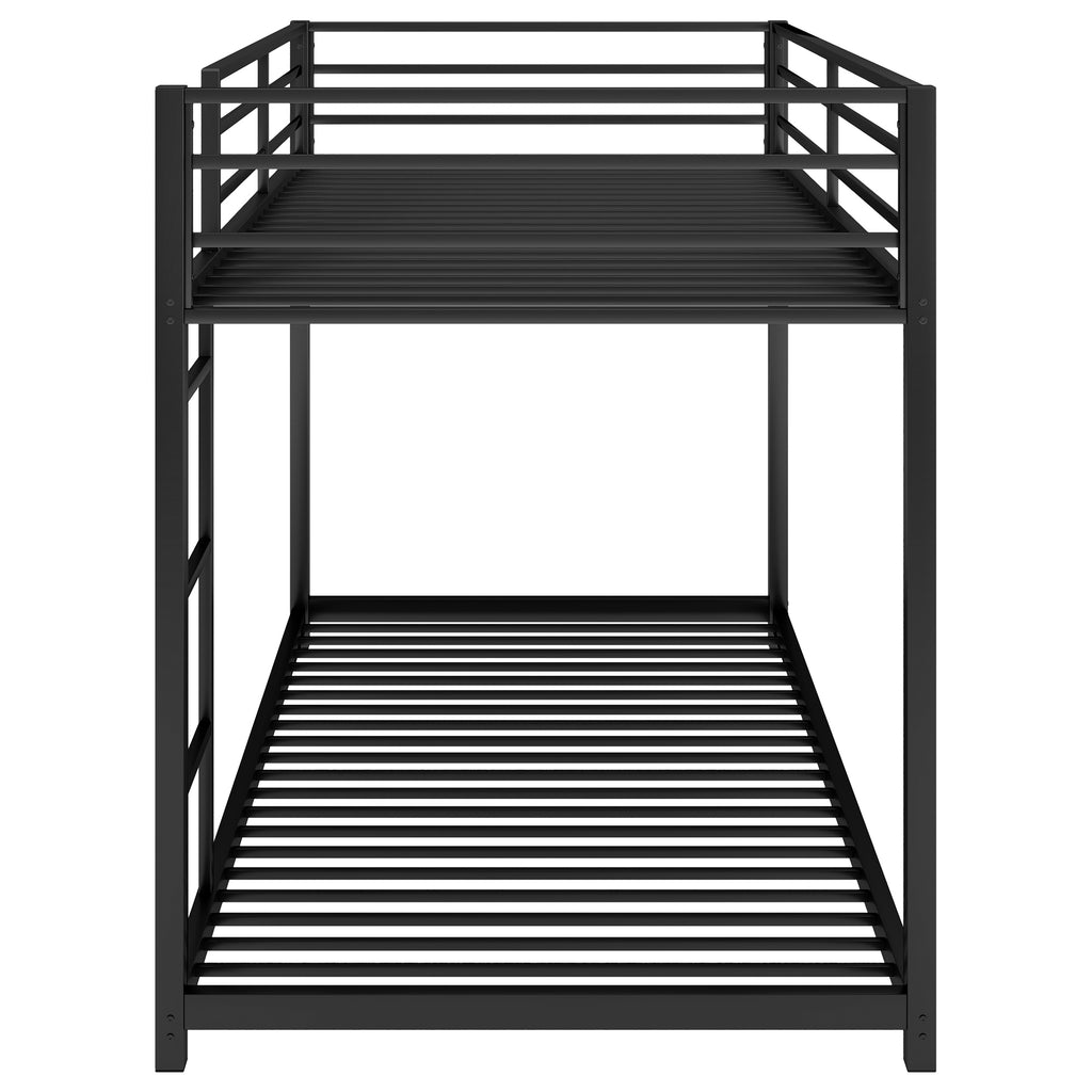 Leoglint Twin over Twin Metal Bunk Bed Frame, Low Bunk Bed with Ladder, Black(OLD SKU:WF282465AAB)