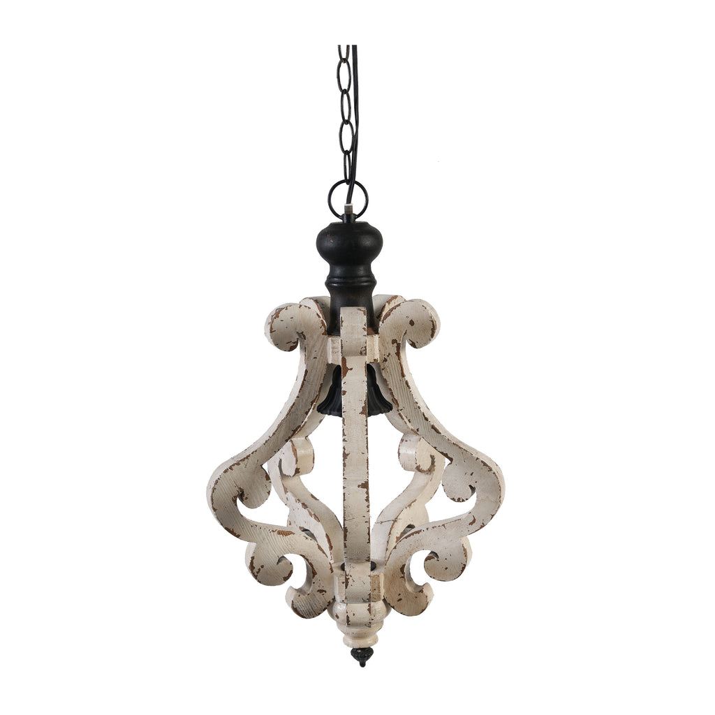 Leoglint Pendant Farmhouse Chandeliar, Distressed White Pendant French Country Wood Chandelier for Living Room Foyer, Bulb Not Included