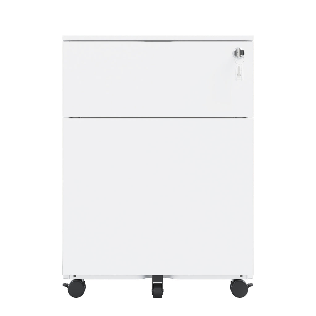 Leoglint 2 Drawer Mobile File Cabinet with Lock Steel File Cabinet for Legal/Letter/A4/F4 Size, Fully Assembled except for Wheels, Home/ Office Design, White