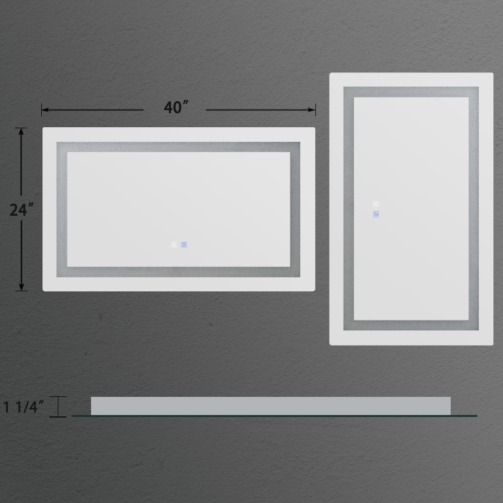 Leoglint LED Bathroom Mirror with Light,40*24 inch, Anti Fog, Dimmable,Color Temper 5000K,Backlit + Front Lit,Both Vertical and Horizontal Wall Mounted Vanity Mirror(40x24)