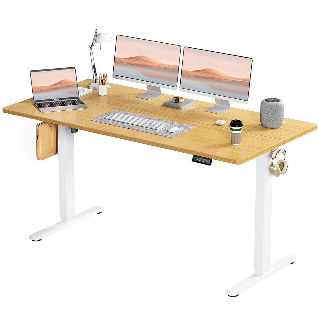 Leoglint Electric Height Adjustable Standing Office Desk,Sit to Stand Ergonomic Computer Desk,Yellow,63'' x 24"