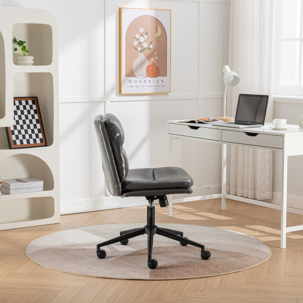 Leoglint Bizerte Adjustable Swivel Criss-Cross Chair, Wide Seat/ Office Chair /Vanity Chair, Gray