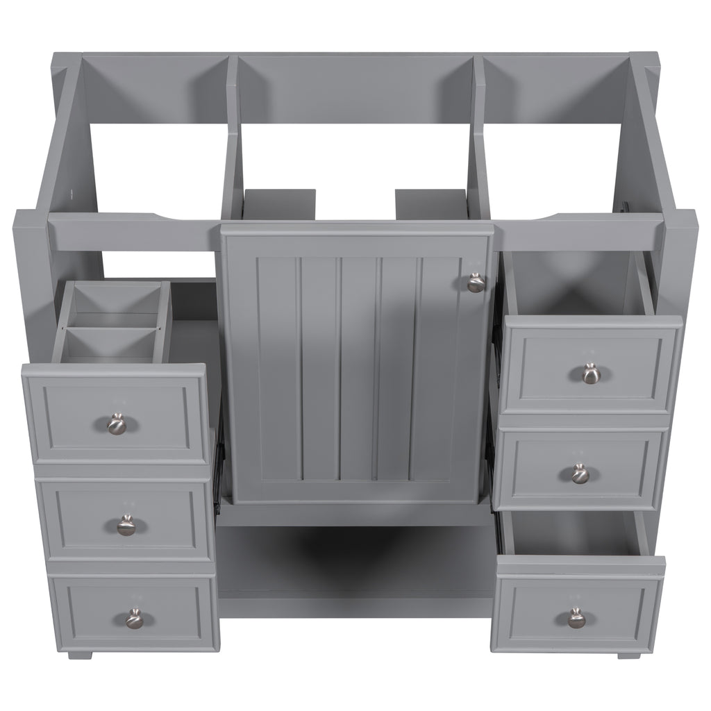 Leoglint 36" Bathroom Vanity without Sink, Cabinet Base Only, One Cabinet and three Drawers, Grey