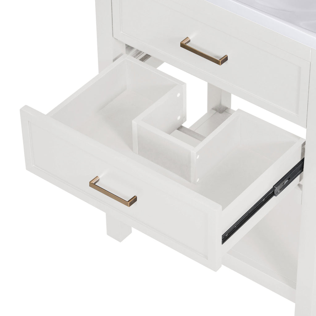 Leoglint 24'' Bathroom Vanity with Top Sink, Modern Bathroom Storage Cabinet with 2 Drawers, Single Sink Bathroom Vanity