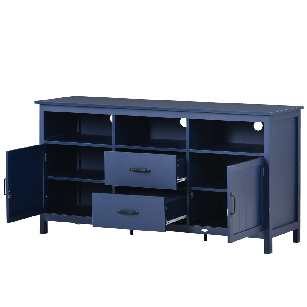 Leoglint U-Can TV Stand for TV up to 68 in with 2 Doors and 2 Drawers Open Style Cabinet, Sideboard for Living room, Navy