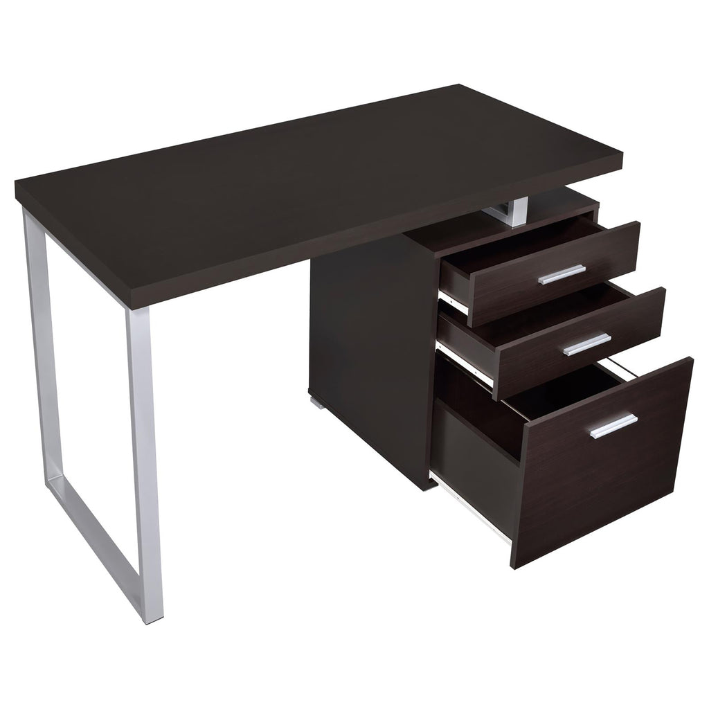 Leoglint Cappuccino 3-drawer Reversible Office Desk