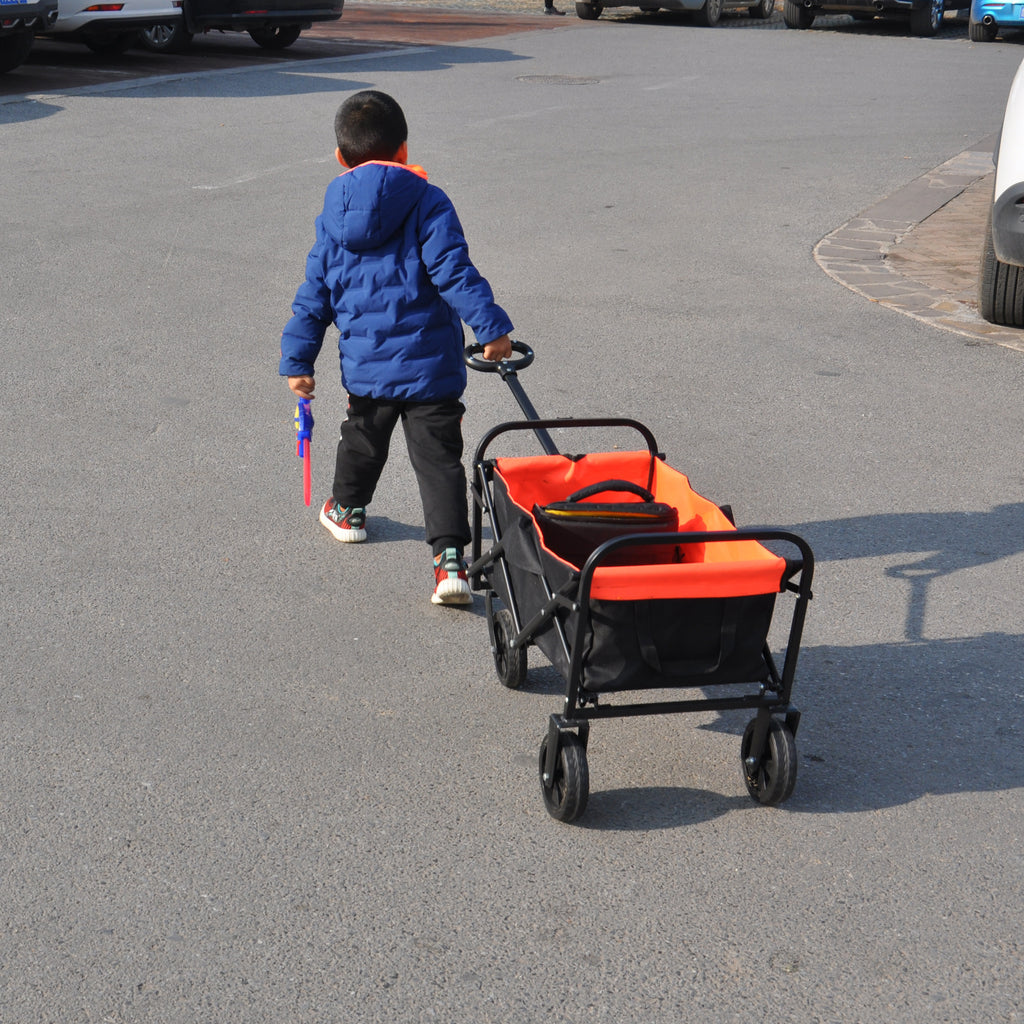 Leoglint Garden cart Mini Folding Wagon Garden Shopping Beach Cart (black+yellow)