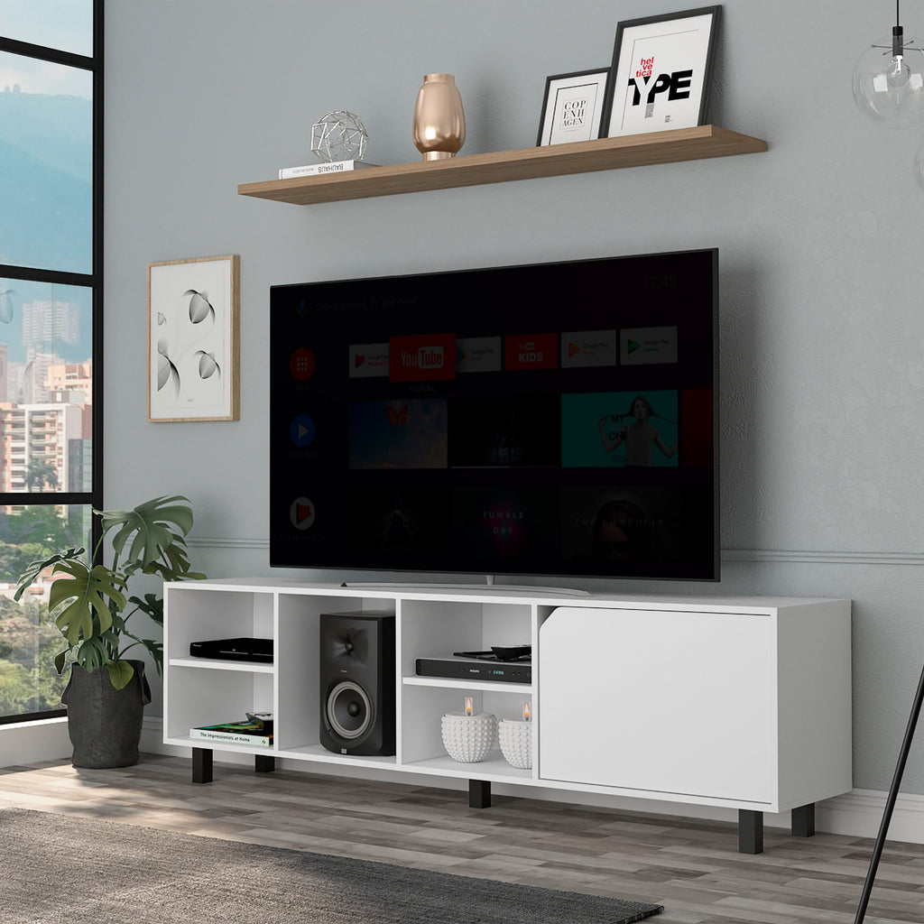 Leoglint Valdivia Tv Stand for TV´s up 70", Four Open Shelves, Five Legs -White