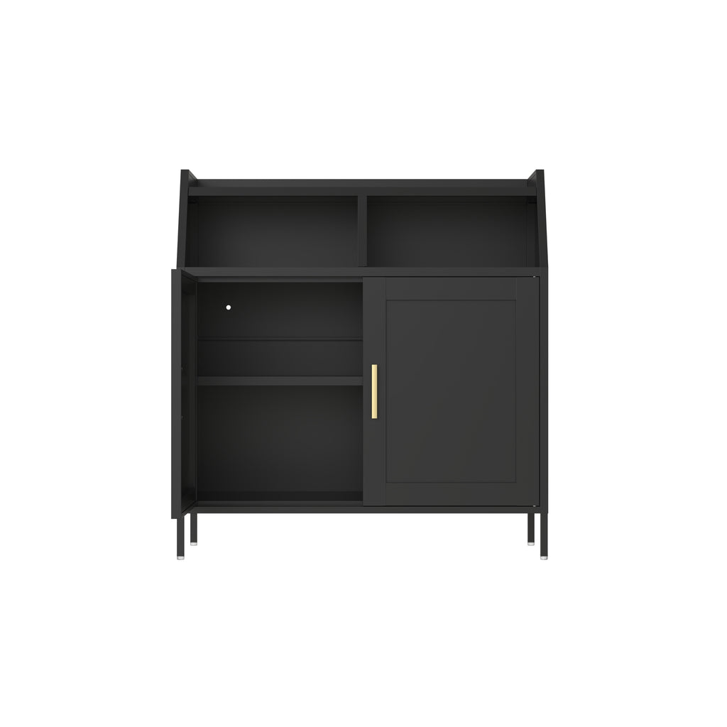 Leoglint Metal Buffet Sideboard Cabinet  with Storage,Storage Cabinet Modern Sideboard Buffet Table with Doors for Living Room Kitchen Dining Room,Black