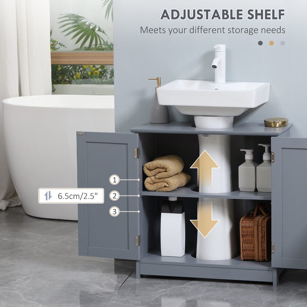 Leoglint Under Sink Bathroom Cabinet with 2 Doors and Shelf, Pedestal Sink Bathroom Vanity Cabinet, Gray