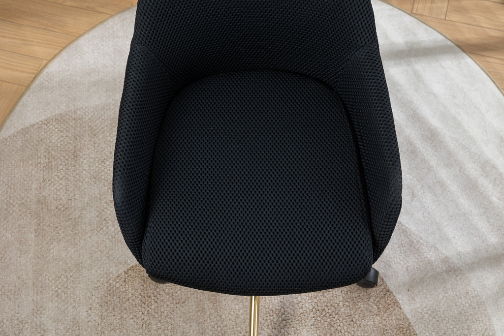 Leoglint 046-Mesh Fabric Home Office Chair 360°Swivel Adjustable Height With Gold Metal Base,Black