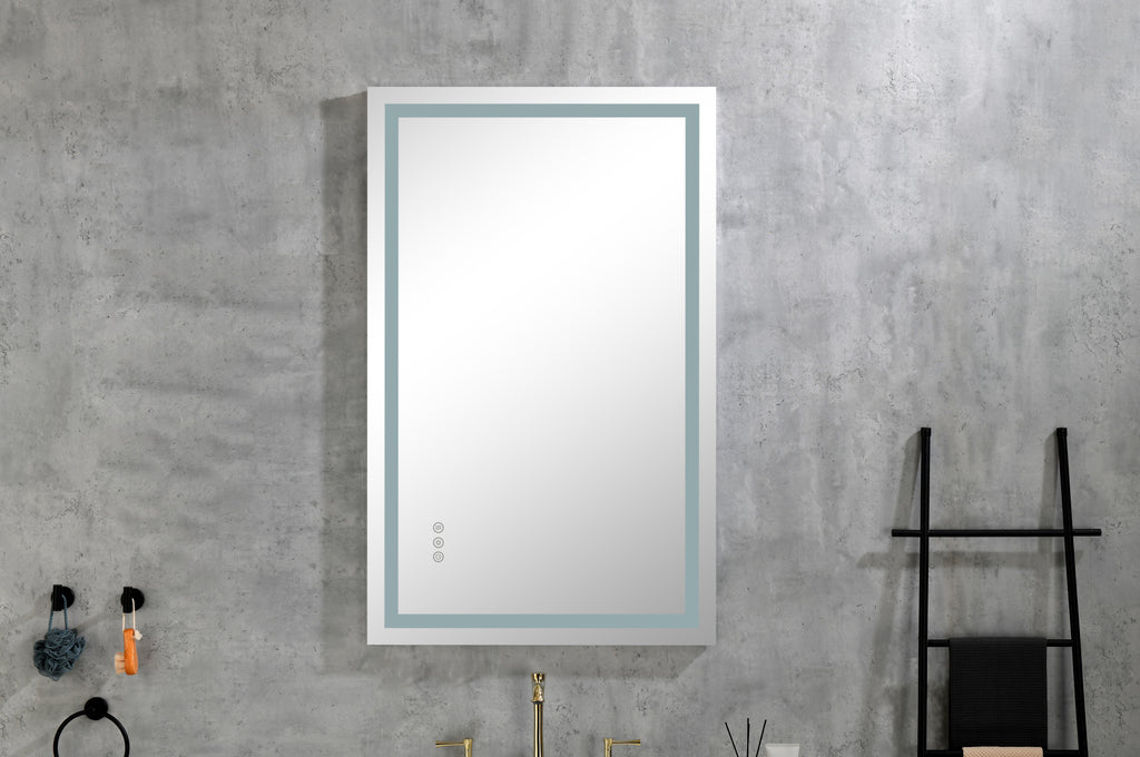 Leoglint LED Bathroom Mirror 40  "x   26" with Front and Backlight, Large Dimmable Wall Mirrors with Anti-Fog, Memory, 3 Colors, LED Vanity Mirror