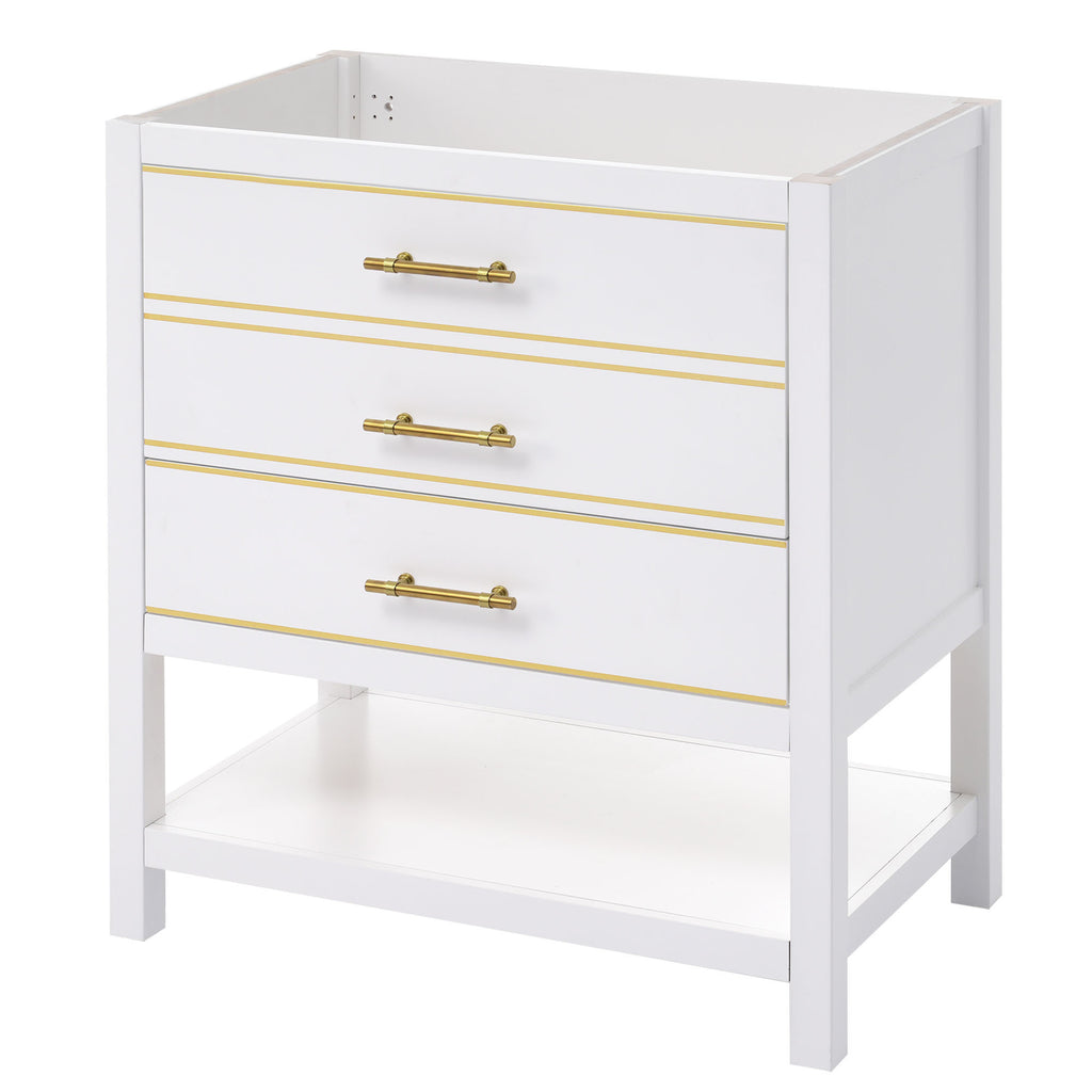 Leoglint [Cabinet Only] 30" Bathroom vanity-WHITE(Sink not included)