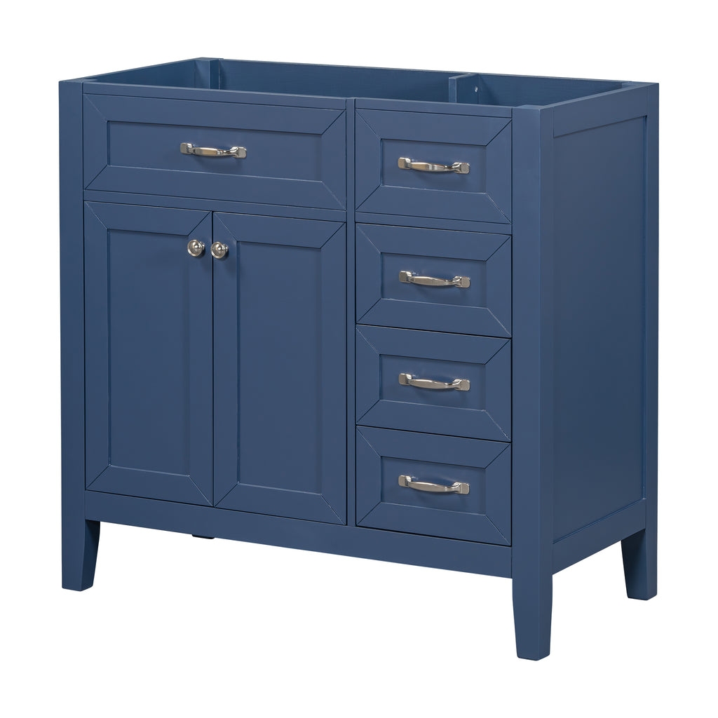 Leoglint 36" Bathroom Vanity without Sink, Cabinet Base Only, Bathroom Cabinet with Drawers, Solid Frame and MDF Board, Blue