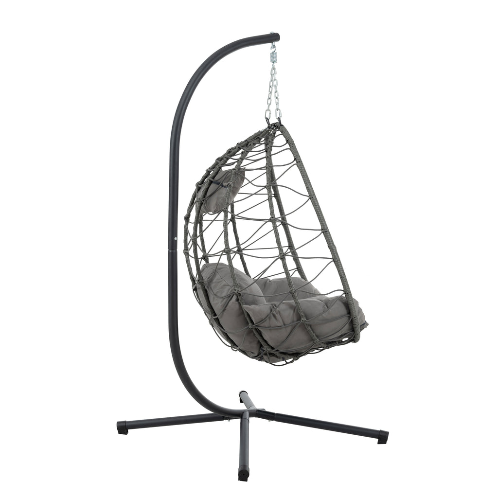 Leoglint Egg Outdoor Chair with Stand Indoor Outdoor Swing Chair Patio Wicker Hanging Egg Chair Hanging Basket Chair with Stand for Bedroom Living Room Balcony