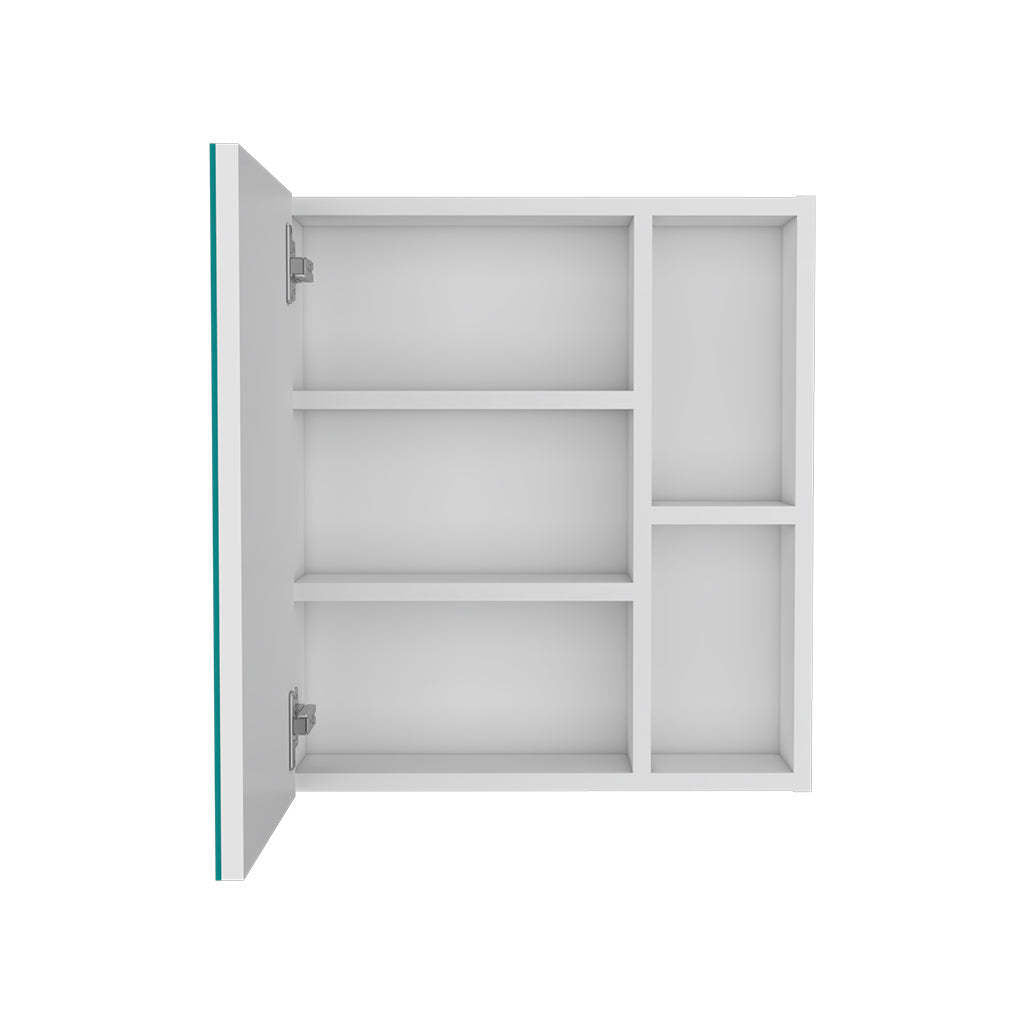 Leoglint Medicine 19H" Single Door Cabinet With Mirror, Five Interior Shelves, White