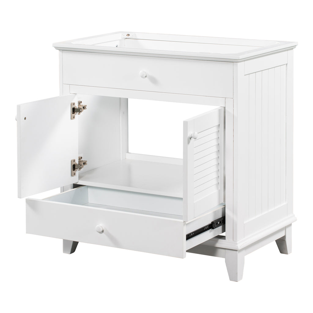 Leoglint 30" Bathroom Vanity Base without Sink, Bathroom Cabinet with Two Doors and One Drawer, White