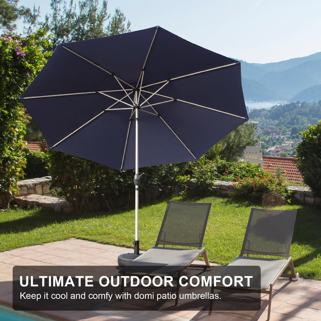 Leoglint 9FT Patio Umbrella, Outdoor Umbrella with Push Button Tilt and Crank, UV Protection Waterproof Market Sun Umbrella with 8 Sturdy Ribs for Garden, Deck, Backyard, Pool (Navy Blue)