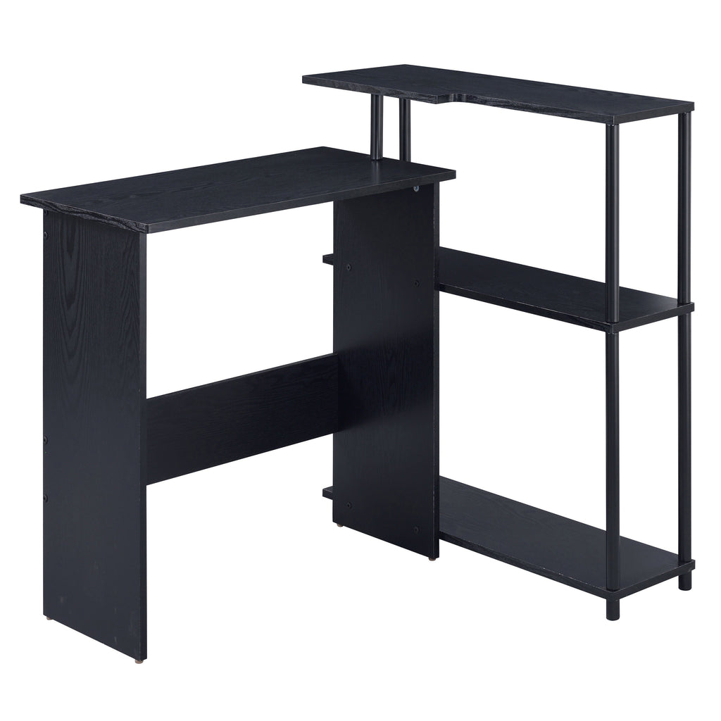 Leoglint Black Office Desk with Bookshelf