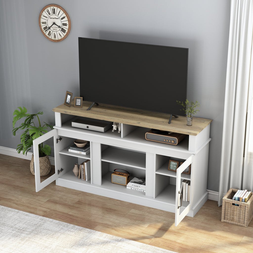 Leoglint 58 Inch TV Stand with Storage Cabinet and Shelves, TV Console Table Entertainment Center for Living Room,Bedroom