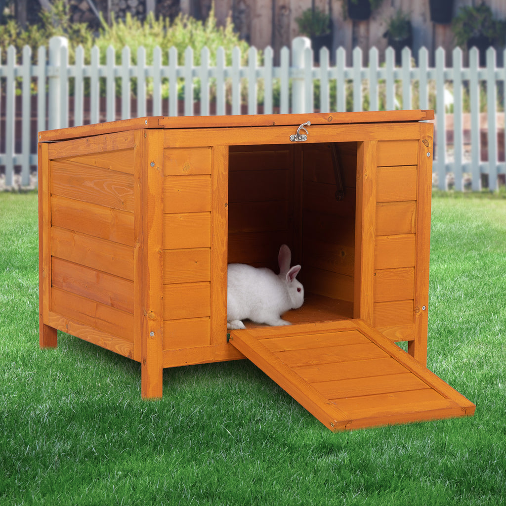 Leoglint Small Wood Rabbit Hutch Bunny Cage, Raised Cat House with Ladder for Small Animals