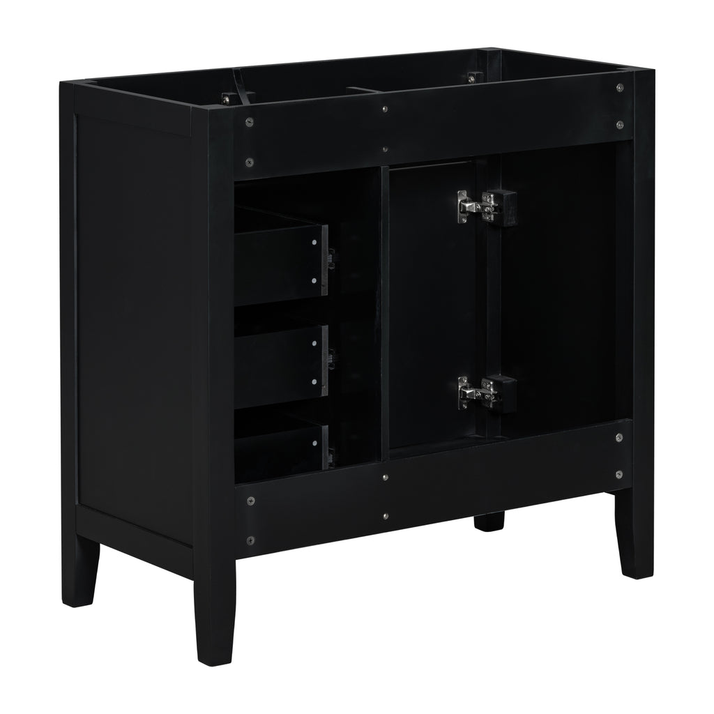 Leoglint 36" Bathroom Vanity without Sink, Cabinet Base Only, Bathroom Cabinet with Drawers, Solid Frame and MDF Board, Black