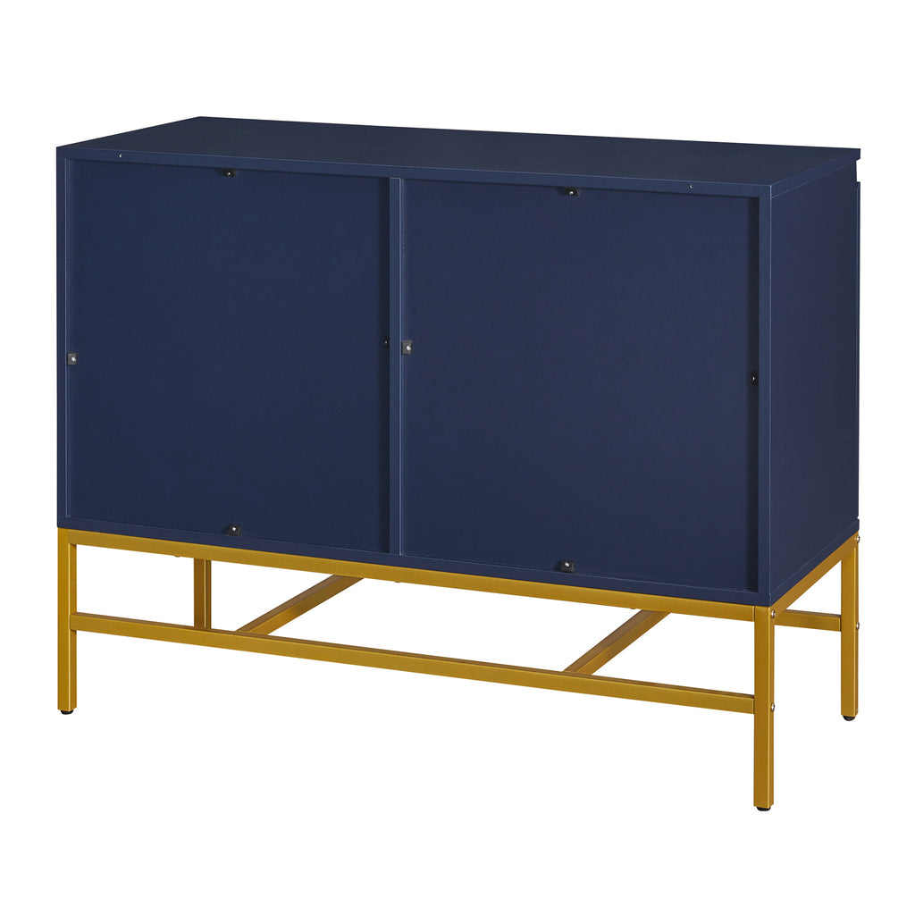 Leoglint TREXM Minimalist & Luxury Cabinet Two Door Sideboard with Gold Metal Legs for Living Room, Dining Room (Navy)