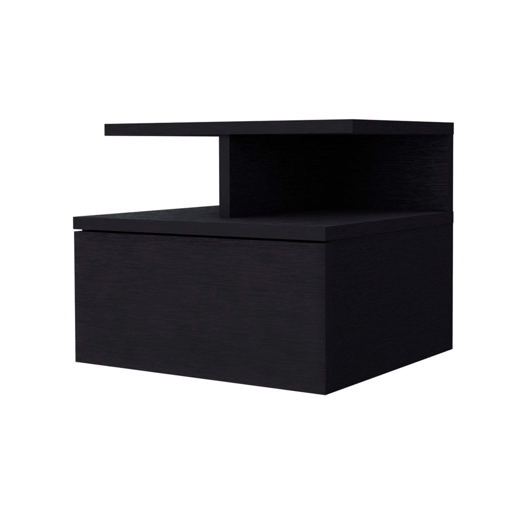 Leoglint Augusta Drawer Chest Floating Nightstand with 2-Tier Shelf and 1-Drawer